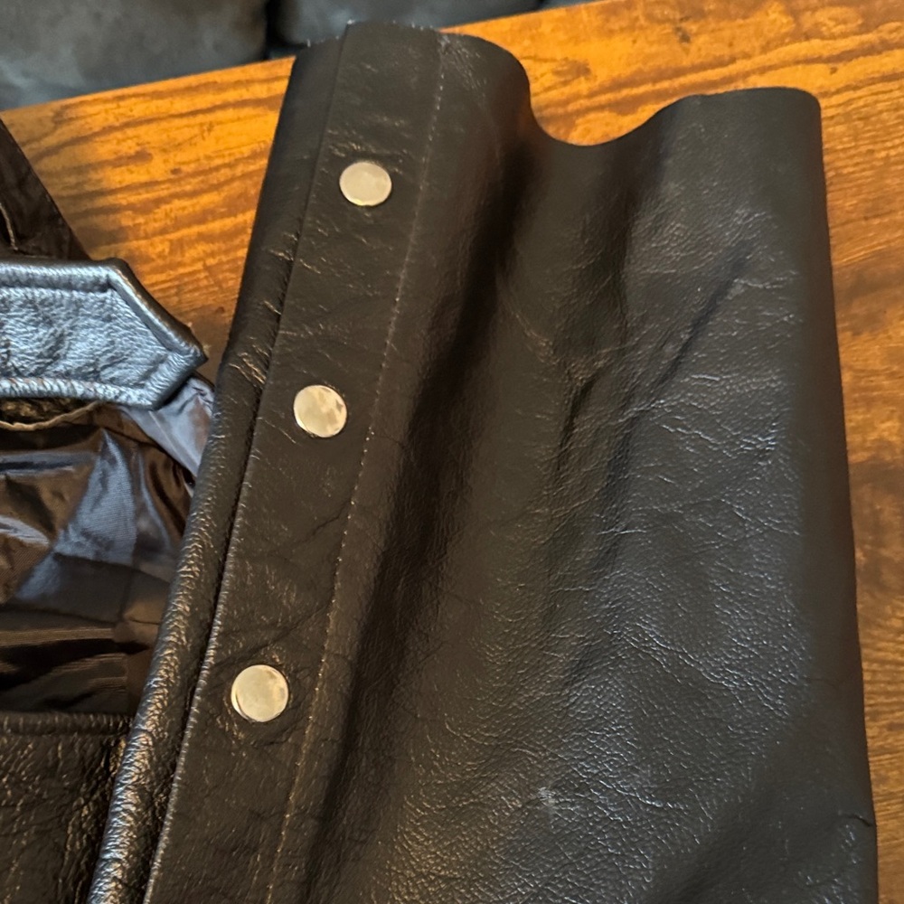 Biker Black Leather Chaps with Buckle by XElement Ladies Size 10 - Picture 3 of 7